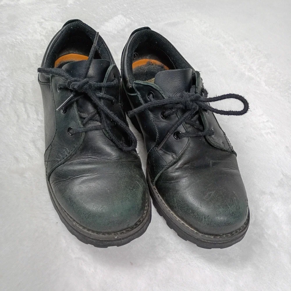 Timberland Waterproof Black Leather Oxford Shoes Boys 3.5 34900M Lug‎ Sole
